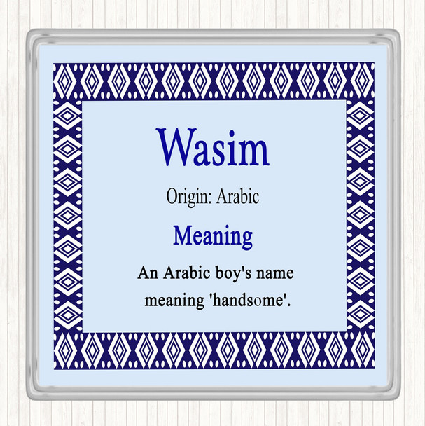 Wasim Name Meaning Drinks Mat Coaster Blue