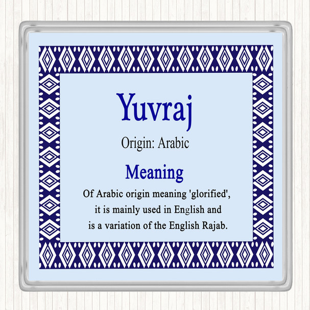 Yuvraj Name Meaning Drinks Mat Coaster Blue