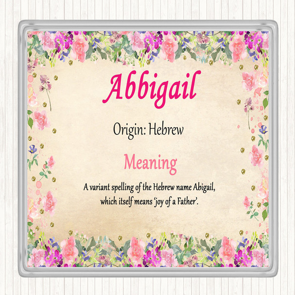 Abbigail Name Meaning Drinks Mat Coaster Floral