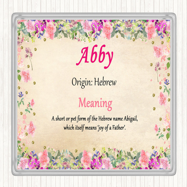 Abby Name Meaning Drinks Mat Coaster Floral
