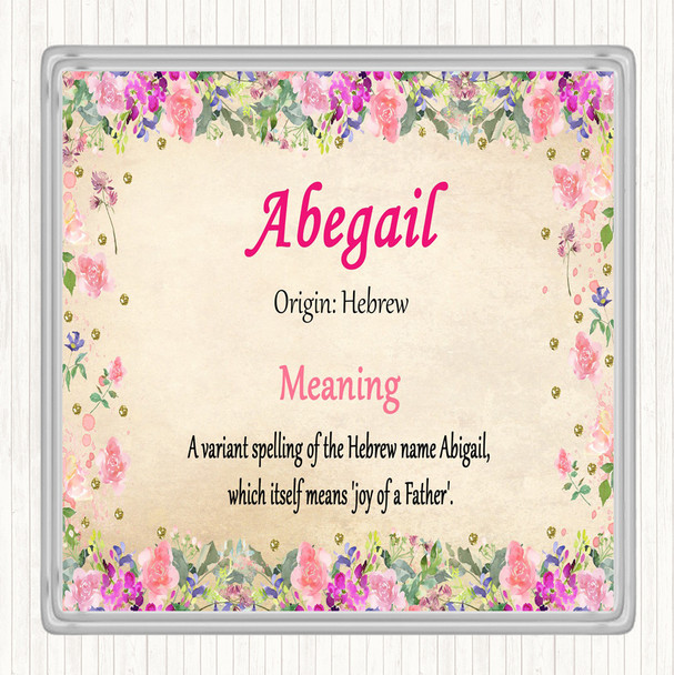 Abegail Name Meaning Drinks Mat Coaster Floral