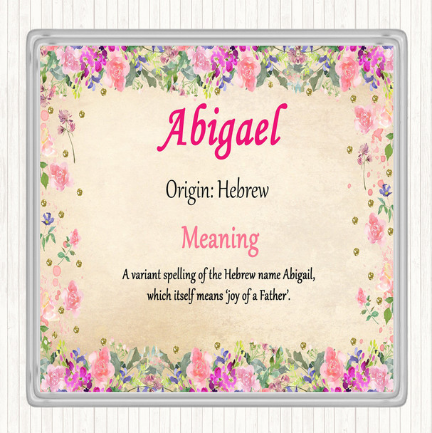 Abigael Name Meaning Drinks Mat Coaster Floral