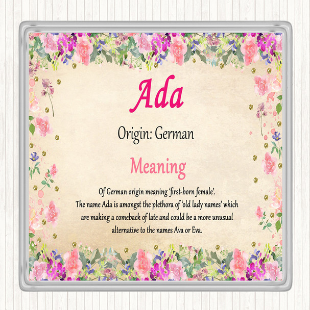 Ada Name Meaning Drinks Mat Coaster Floral