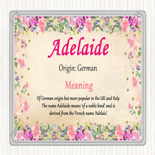 Adelaide Name Meaning Drinks Mat Coaster Floral