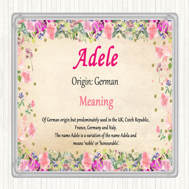 Adele Name Meaning Drinks Mat Coaster Floral