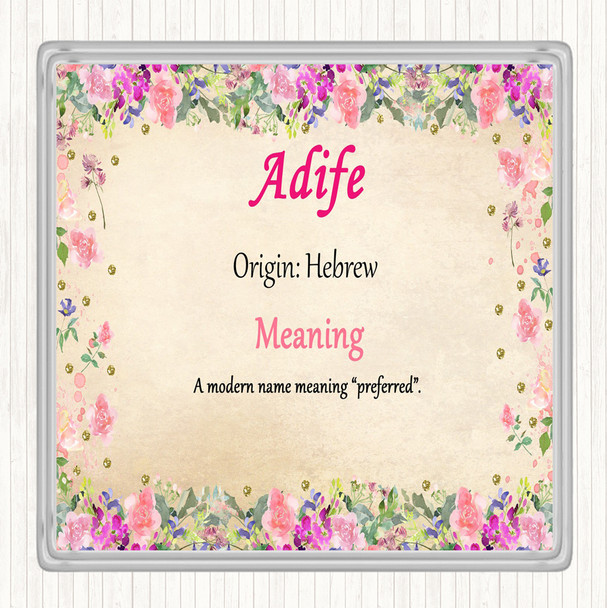 Adife Name Meaning Drinks Mat Coaster Floral