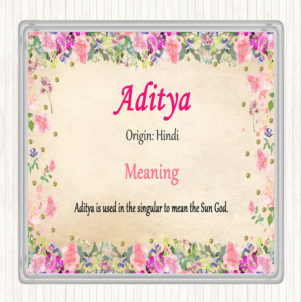Aditya Name Meaning Drinks Mat Coaster Floral