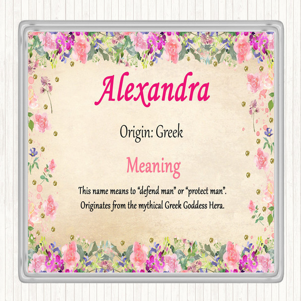 Alexandra Name Meaning Drinks Mat Coaster Floral