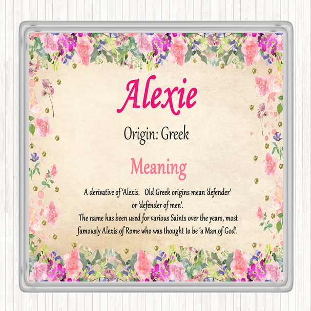 Alexie Name Meaning Drinks Mat Coaster Floral