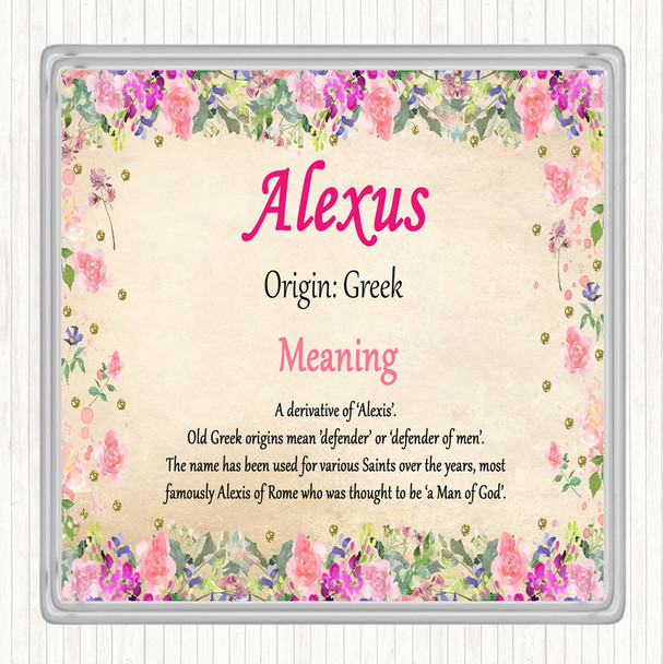 Alexus Name Meaning Drinks Mat Coaster Floral