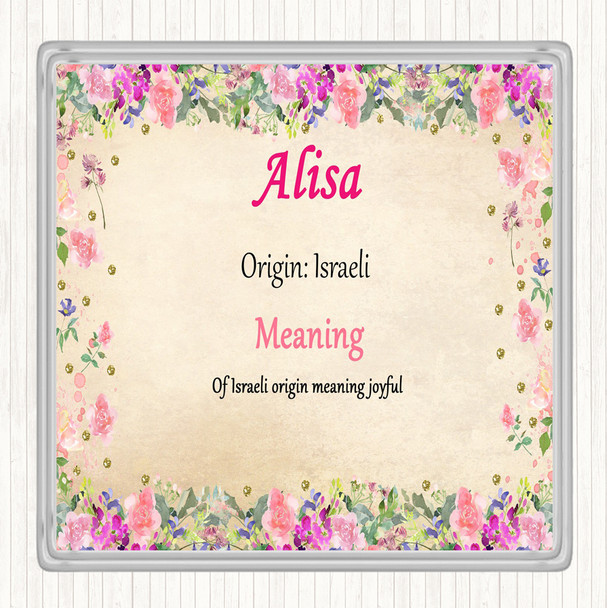 Alisa Name Meaning Drinks Mat Coaster Floral