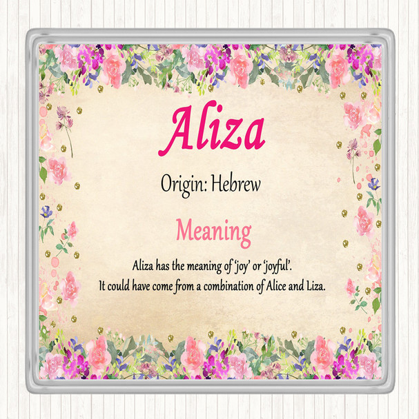 Aliza Name Meaning Drinks Mat Coaster Floral