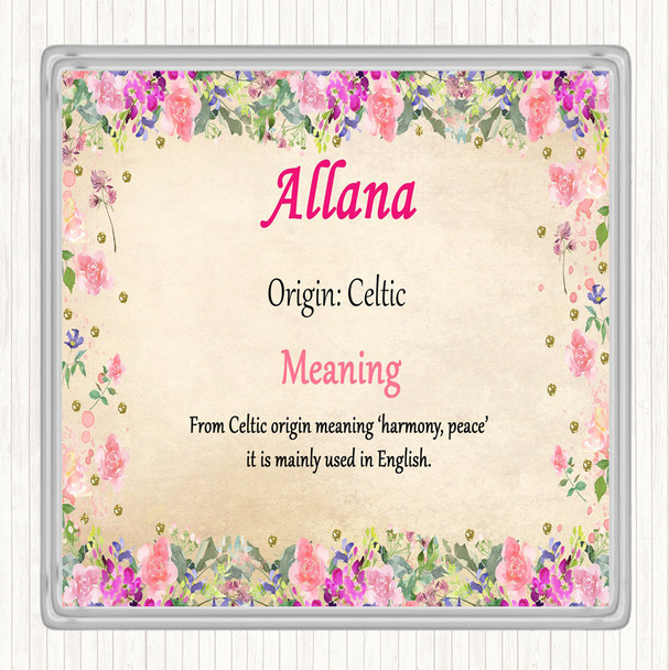 Allana Name Meaning Drinks Mat Coaster Floral
