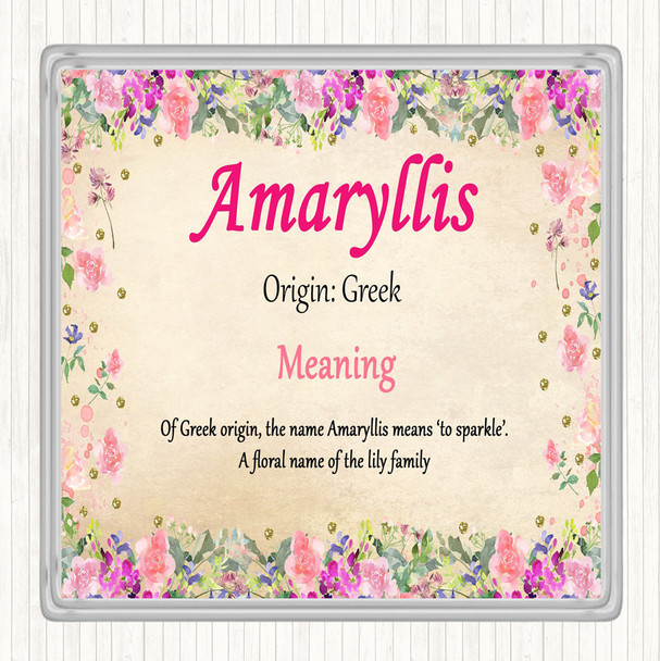 Amaryllis Name Meaning Drinks Mat Coaster Floral