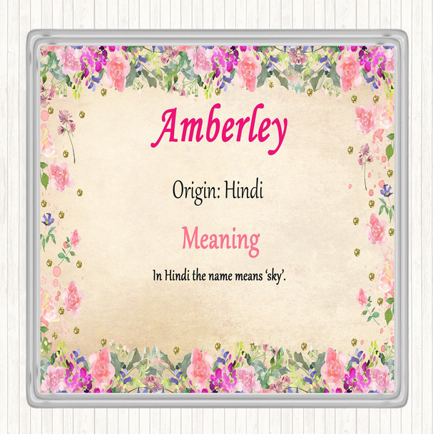 Amberley Name Meaning Drinks Mat Coaster Floral