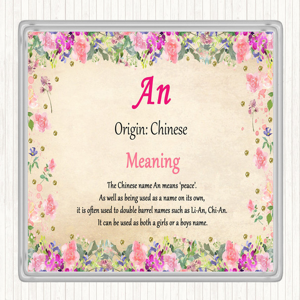 An Name Meaning Drinks Mat Coaster Floral