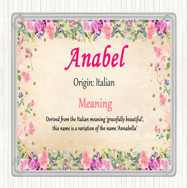 Anabel Name Meaning Drinks Mat Coaster Floral