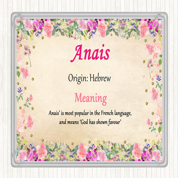 Anais Name Meaning Drinks Mat Coaster Floral