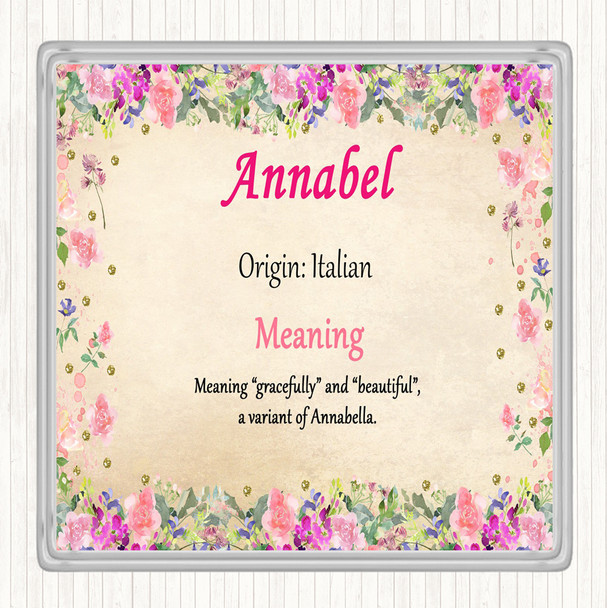 Annabel Name Meaning Drinks Mat Coaster Floral
