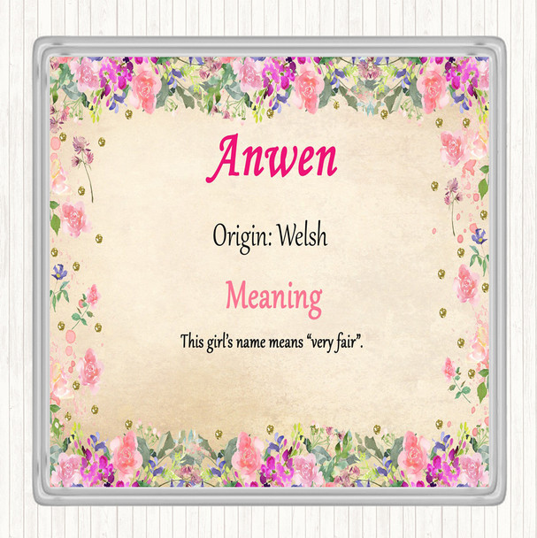 Anwen Name Meaning Drinks Mat Coaster Floral