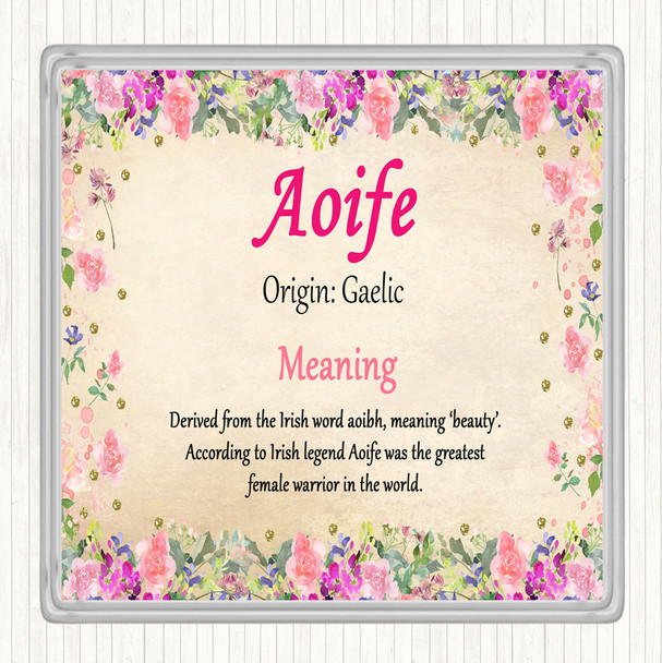 Aoife Name Meaning Drinks Mat Coaster Floral