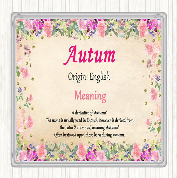 Autum Name Meaning Drinks Mat Coaster Floral