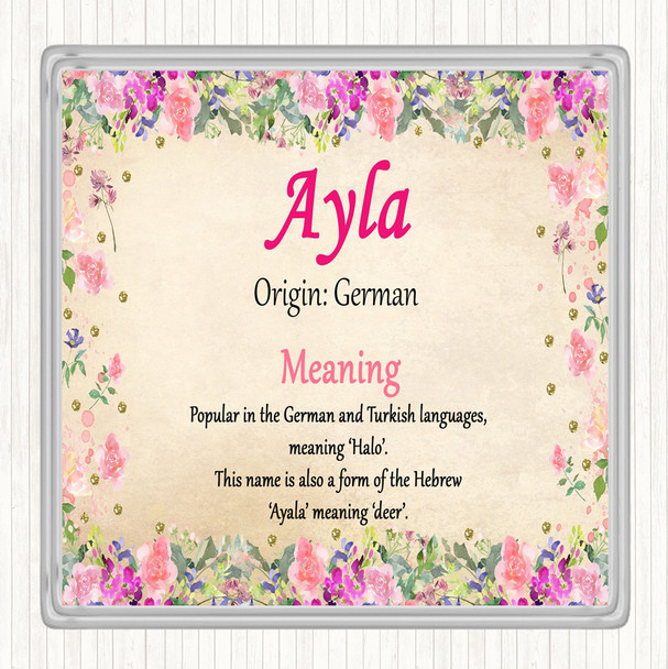 Ayla Name Meaning Drinks Mat Coaster Floral