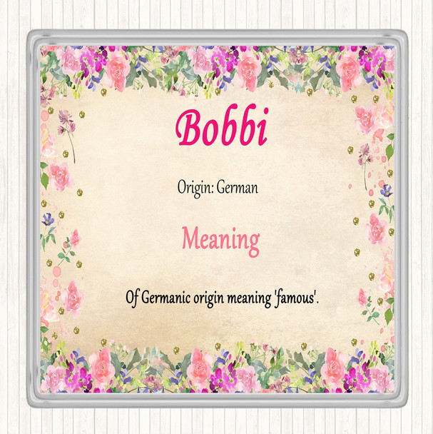 Bobbi Name Meaning Drinks Mat Coaster Floral