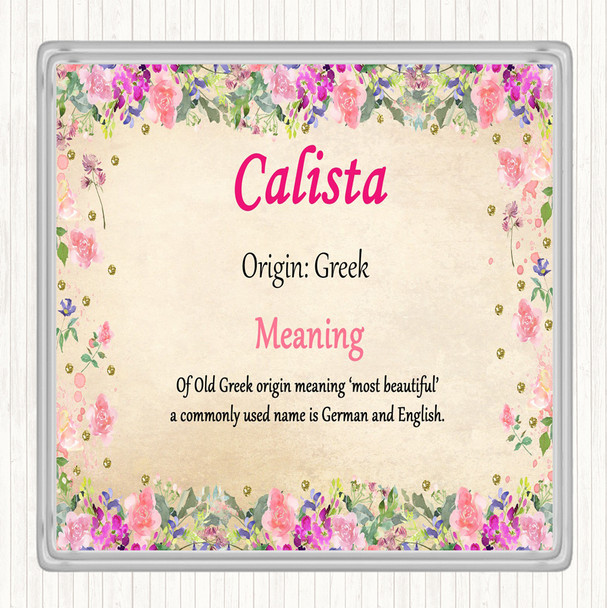 Calista Name Meaning Drinks Mat Coaster Floral