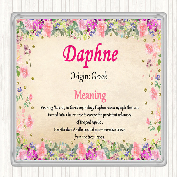Daphne Name Meaning Drinks Mat Coaster Floral