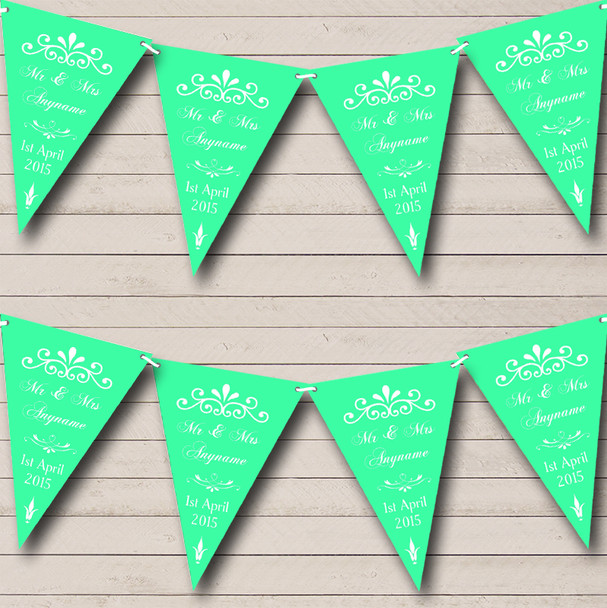 Vintage Regal Engagement Mint Green Personalised Engagement Party Bunting