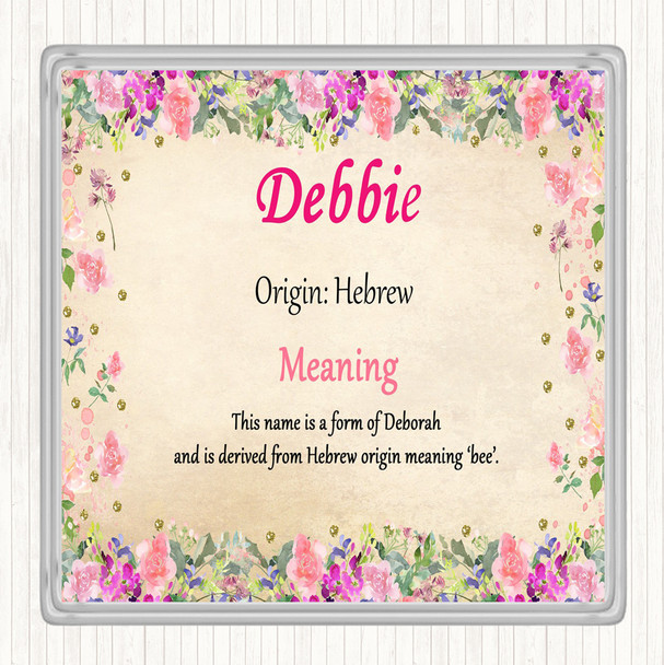 Debbie Name Meaning Drinks Mat Coaster Floral