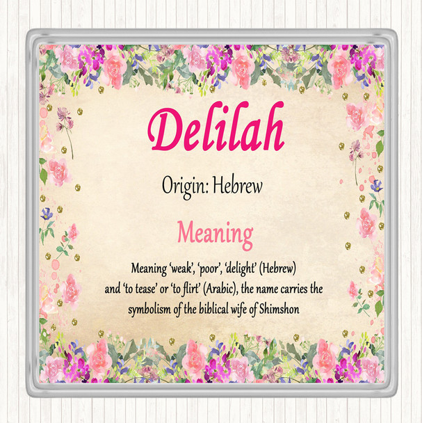 Delilah Name Meaning Drinks Mat Coaster Floral