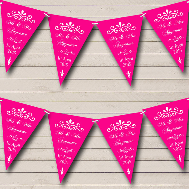 Vintage Regal Engagement Hot Pink Personalised Engagement Party Bunting