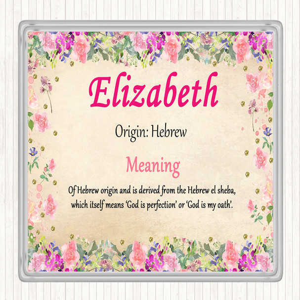 Elizabeth Name Meaning Drinks Mat Coaster Floral