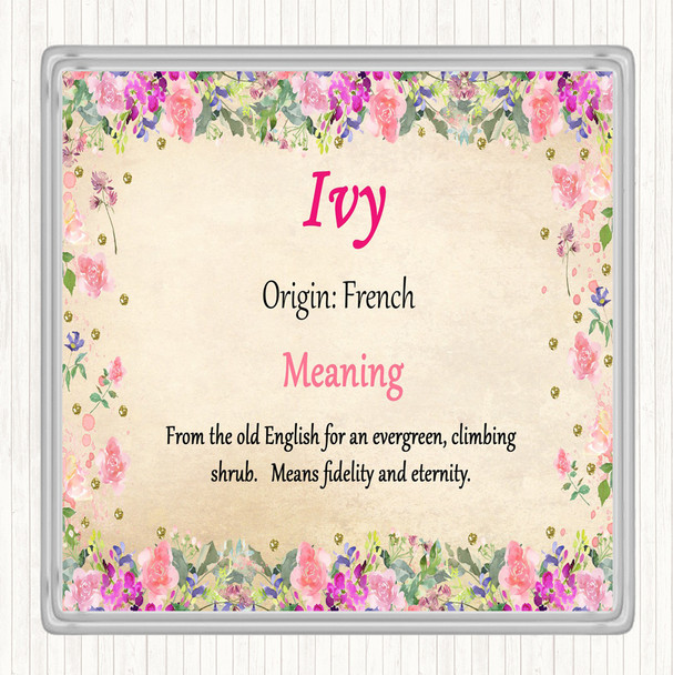 Ivy Name Meaning Drinks Mat Coaster Floral