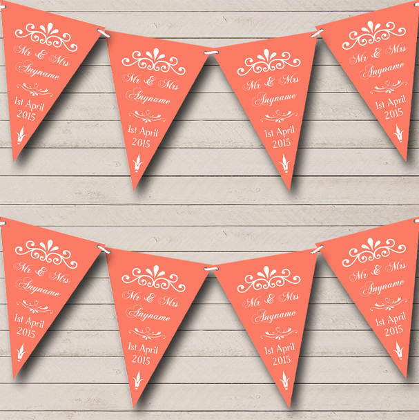 Vintage Regal Engagement Coral Personalised Engagement Party Bunting