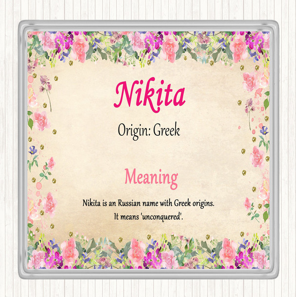 Nikita Name Meaning Drinks Mat Coaster Floral