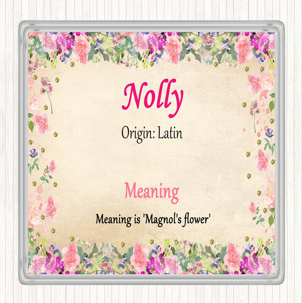 Nolly Name Meaning Drinks Mat Coaster Floral