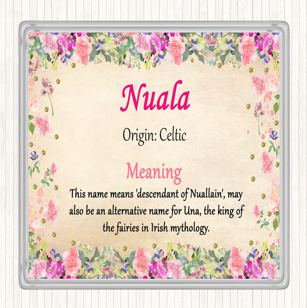 Nuala Name Meaning Drinks Mat Coaster Floral