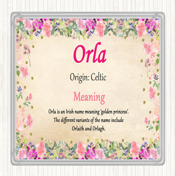 Orla Name Meaning Drinks Mat Coaster Floral