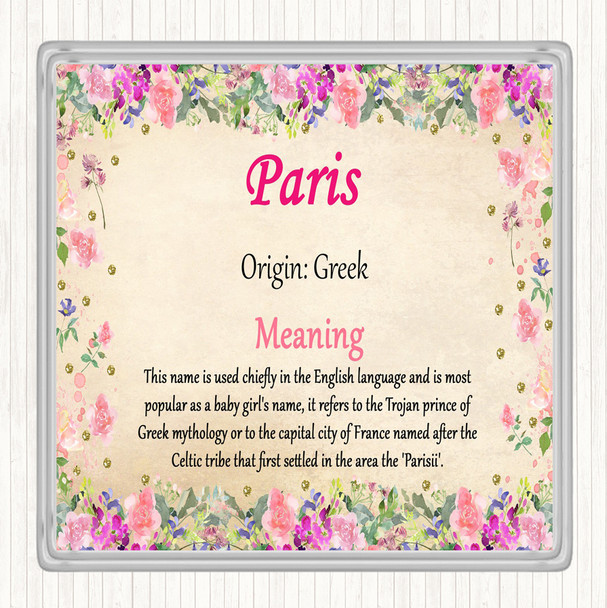 Paris Name Meaning Drinks Mat Coaster Floral