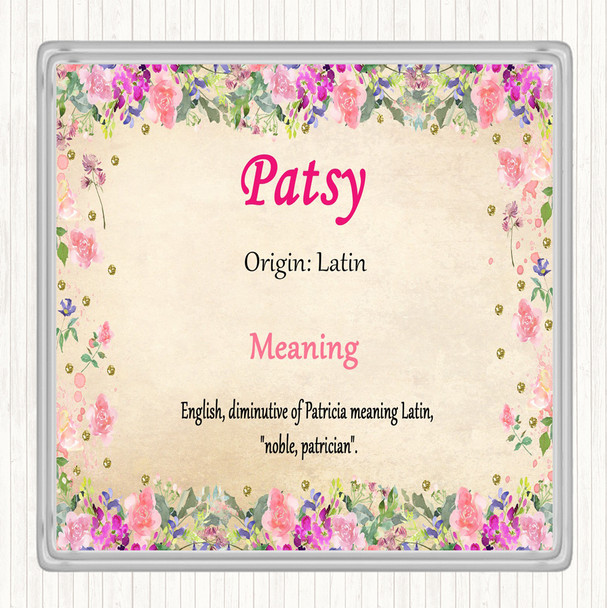Patsy Name Meaning Drinks Mat Coaster Floral