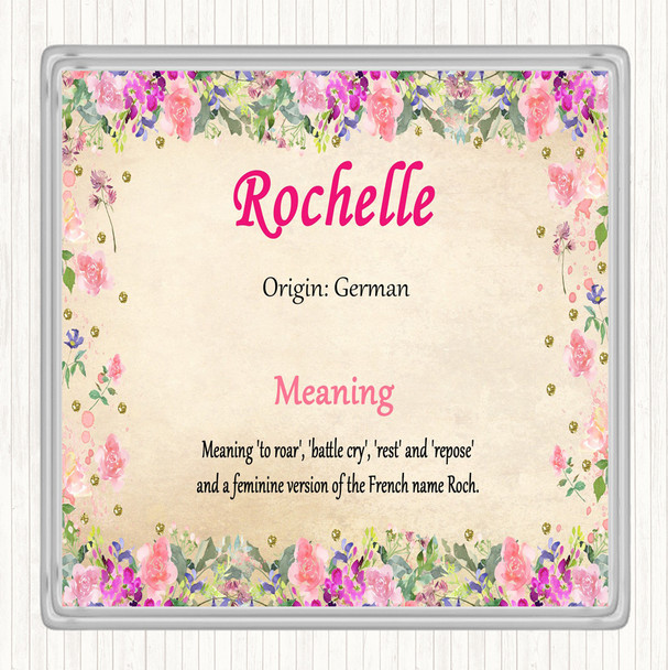 Rochelle Name Meaning Drinks Mat Coaster Floral