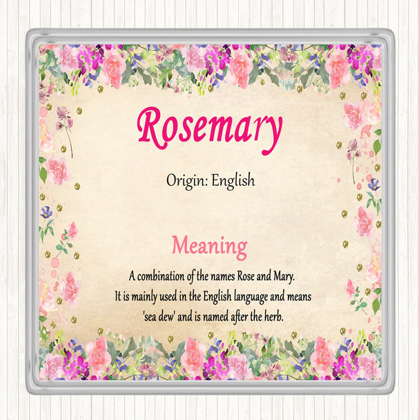 Rosemary Name Meaning Drinks Mat Coaster Floral