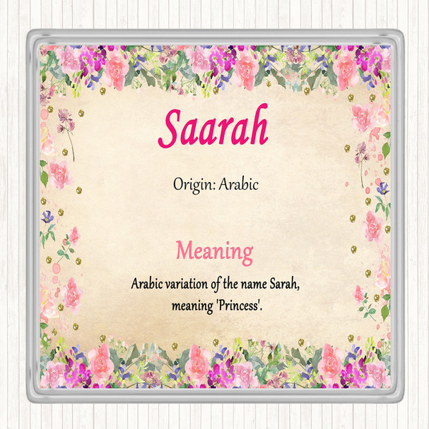 Saarah Name Meaning Drinks Mat Coaster Floral