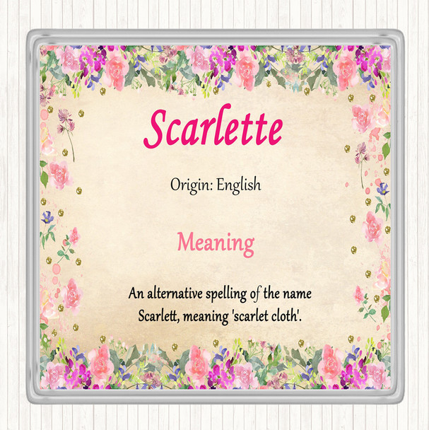 Scarlette Name Meaning Drinks Mat Coaster Floral