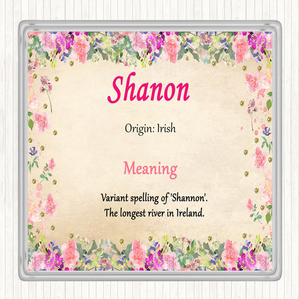 Shanon Name Meaning Drinks Mat Coaster Floral