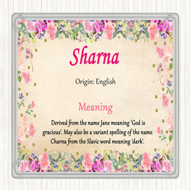 Sharna Name Meaning Drinks Mat Coaster Floral