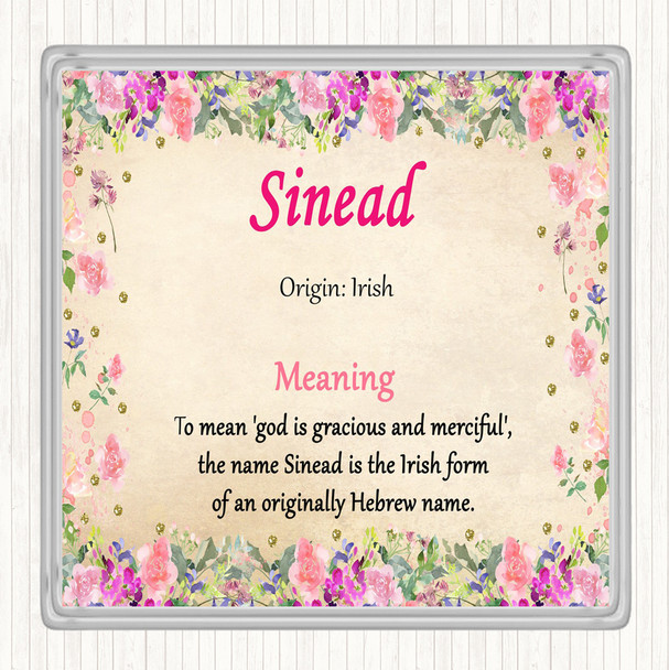Sinead Name Meaning Drinks Mat Coaster Floral